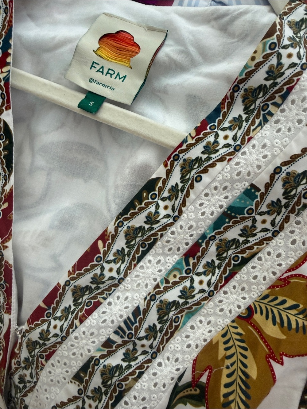 FARM Rio White Midi Dress with Red, Teal, Mustard & Green Floral Print - Picture 3 of 3